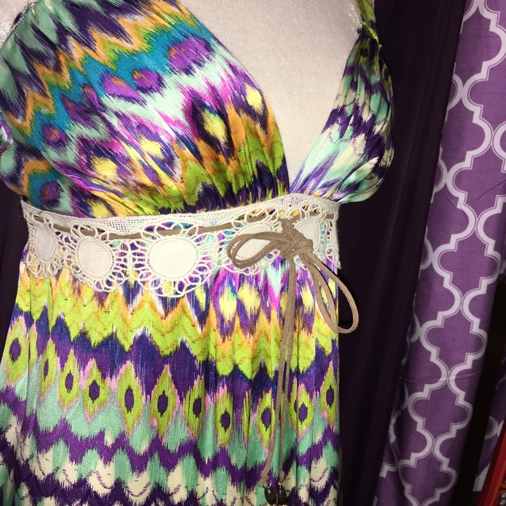 Diane Samandi silk mini dress & crocheted vest XS - Picture 7 of 8